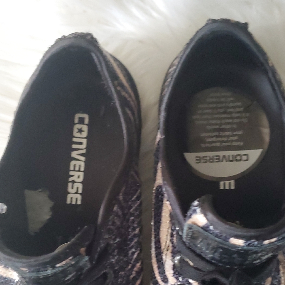 Converse Black and Tan Sequins Animal Print Sneakers Classic Low-Top Sz… - Picture 2 of 15